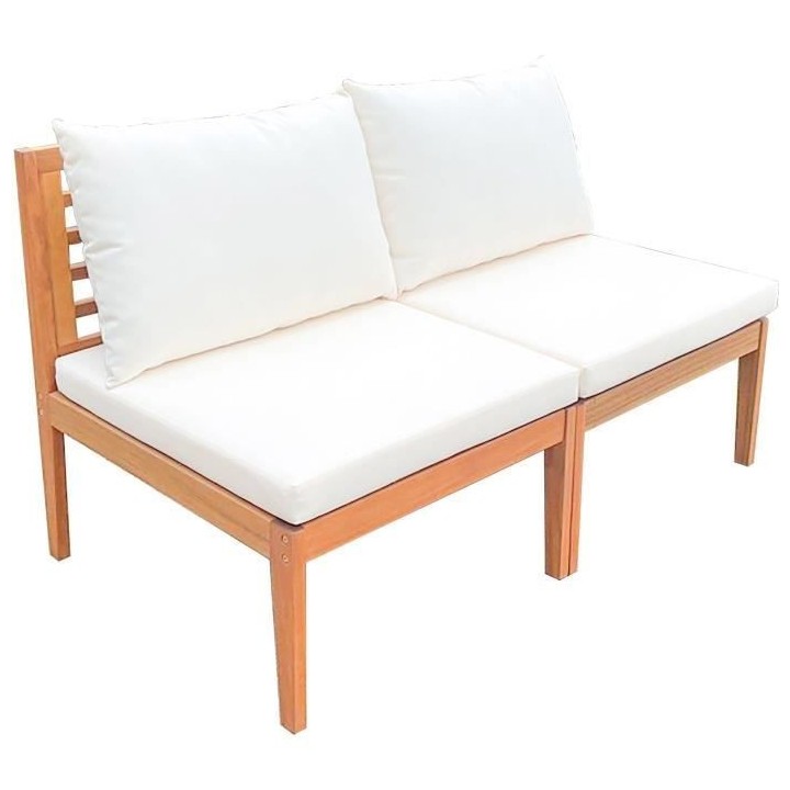 Banquette de jardin ALMA en bois d'acacia FSC avec coussins - 2 person