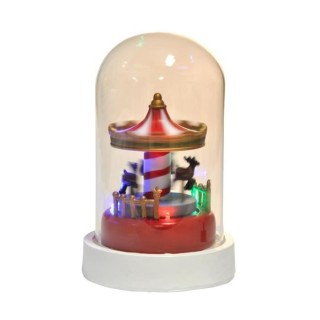 AUTOUR DE MINUIT Carrousel animé sous cloche - H 14,5cm