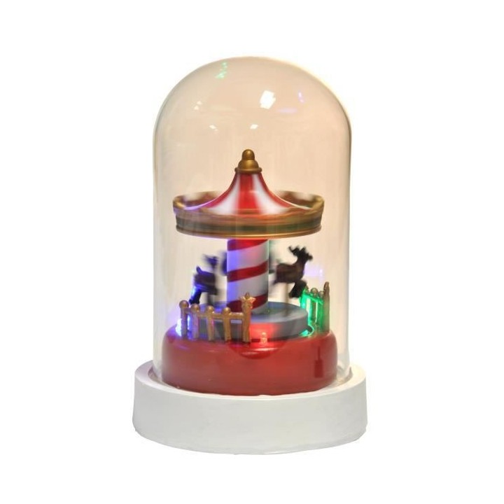 AUTOUR DE MINUIT Carrousel animé sous cloche - H 14,5cm