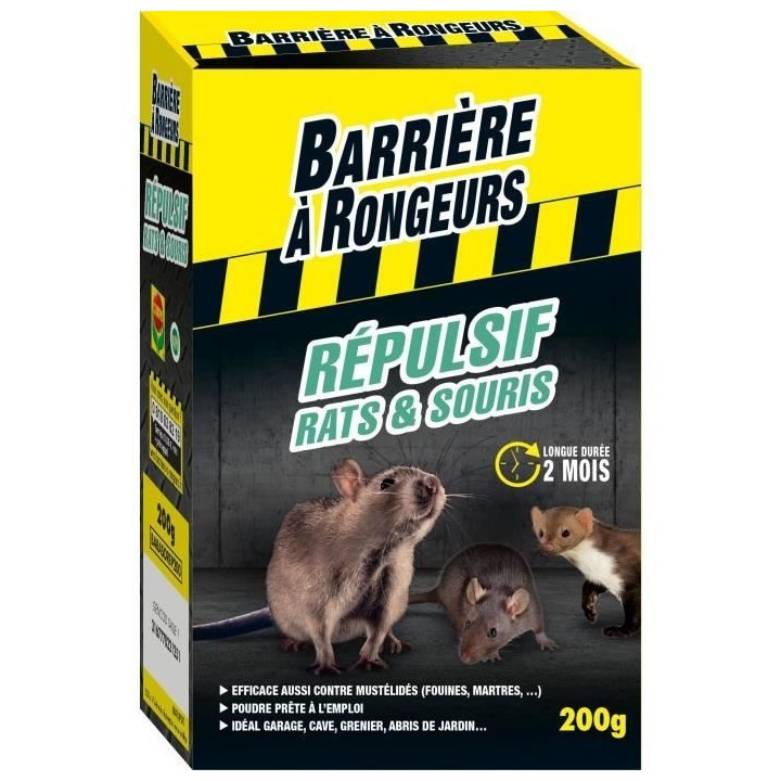 Répulsif Rats & Souris - Barriere a Rongeurs - Poudre 200 g