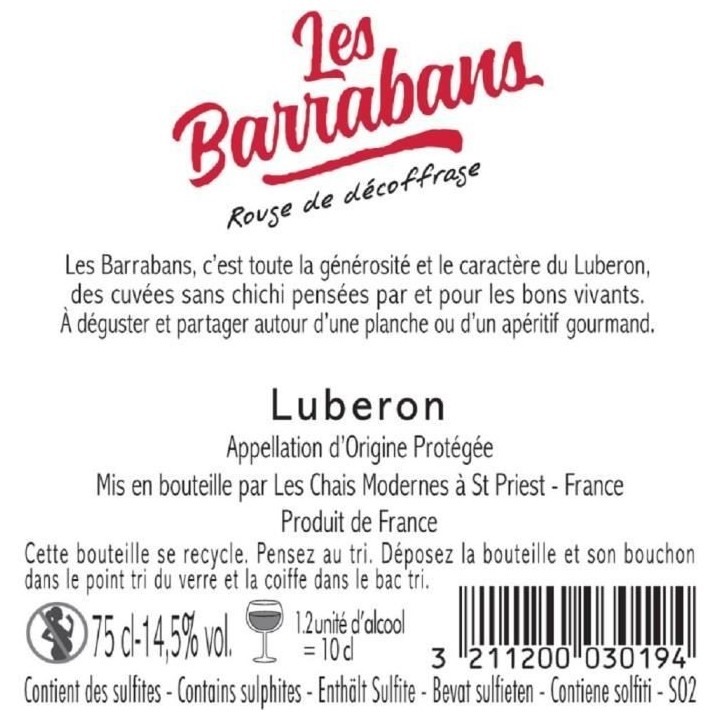 Les Barrabans 2022 Luberon - Vin rouge de la Vallée du Rhône