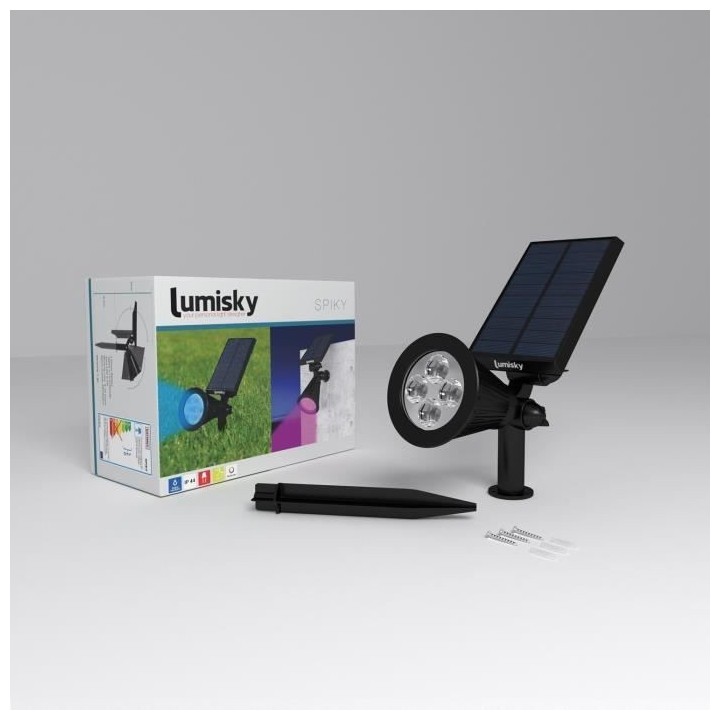 Pack de 2 Spots solaires extérieur étanches - LUMISKY - 4 LEDs color