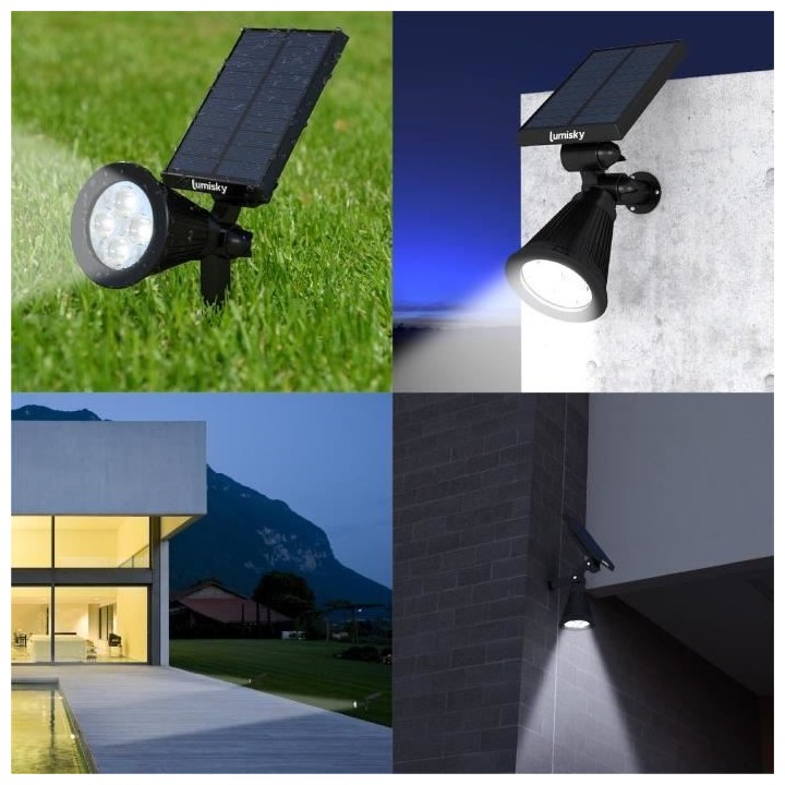 Spot solaire extérieur étanche - LUMISKY - 4 LEDs blanches - 200 Lm