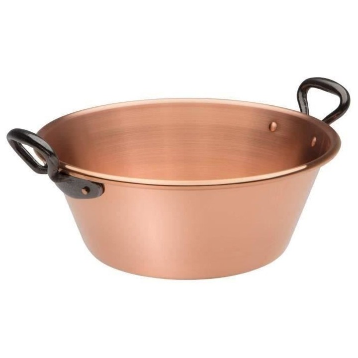 BAUMALU Bassine a confiture 26 cm cuivre 12/10eme anses fonte
