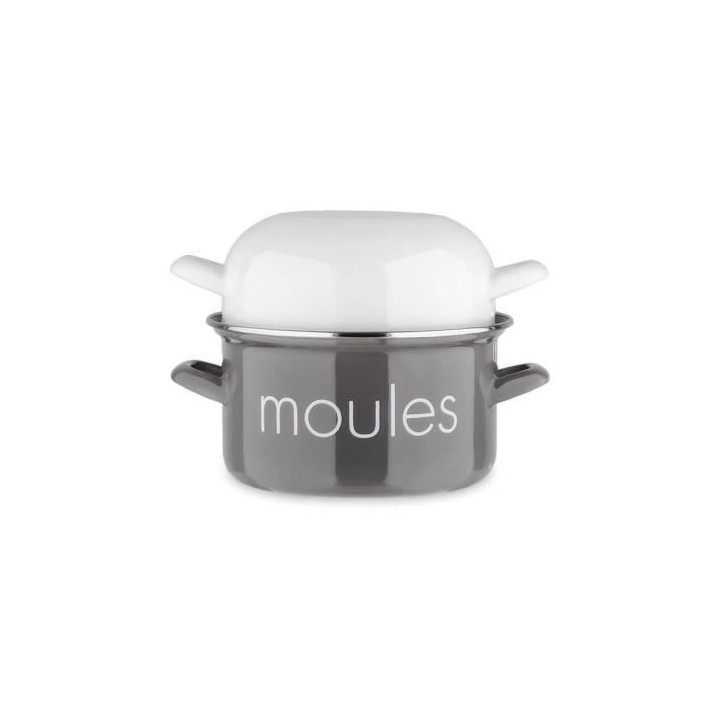 Marmite a moule BAUMALU 22 cm - Décor moules - Couvercle blanc - Gris