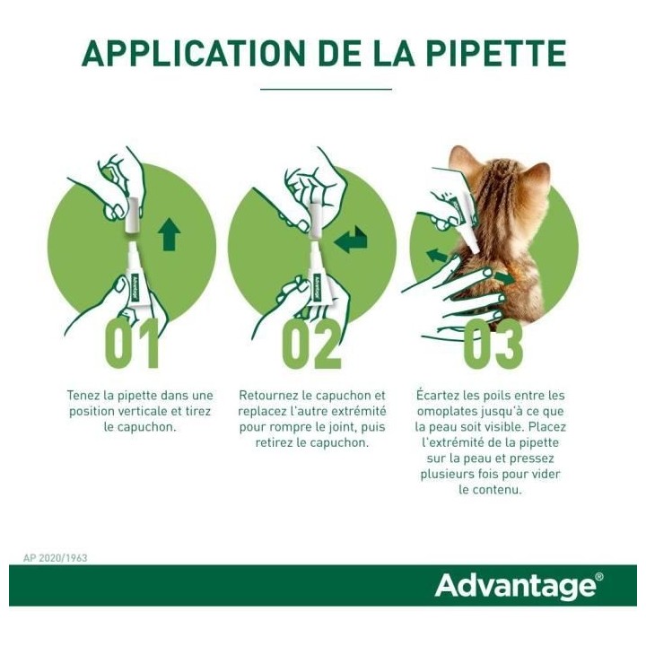 ADVANTAGE Solution Antipuce Chat Lapin 1 a 4kg 4 pipettes
