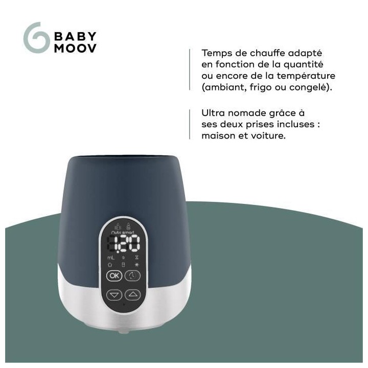 BABYMOOV Chauffe biberon nomade maison/voiture NutriSmart - Programmab