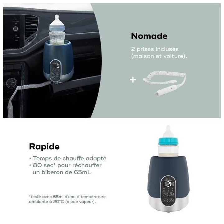 BABYMOOV Chauffe biberon nomade maison/voiture NutriSmart - Programmab