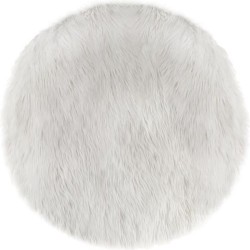 Tapis Fourrure rond - Blanc...