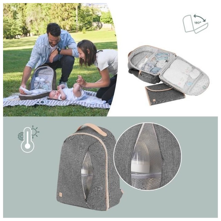 Babymoov Sac a dos a langer Le Pyla, avec grande poche isotherme - Mat