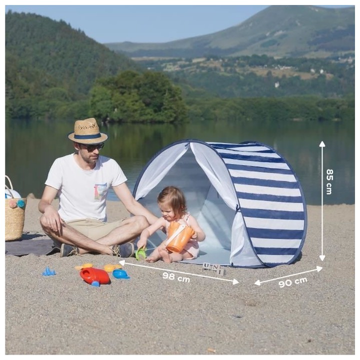 Babymoov Tente Anti-UV FPS 50+ Mariniere - Moustiquaire intégrée