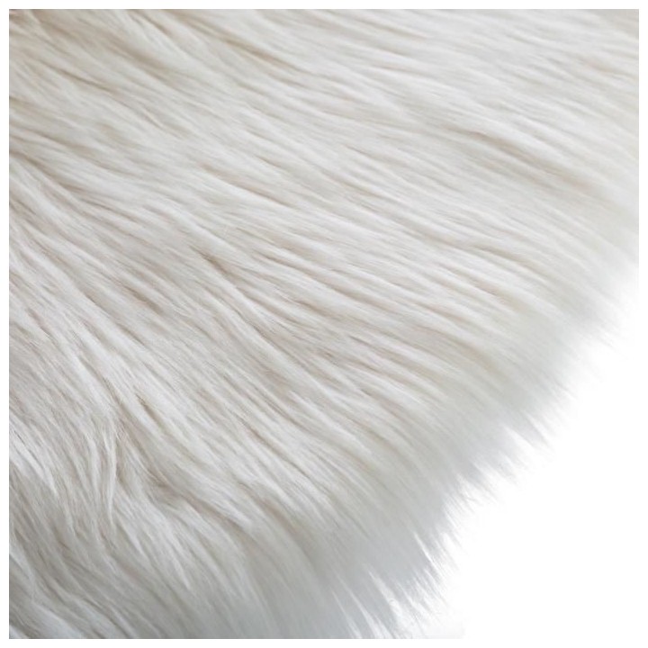 Tapis Fourrure rond - Blanc - En acrylique - Diametre 90 cm