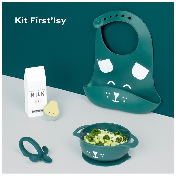 Babymoov Coffret repas 6-12 mois 3 pieces, FIRST'ISY Chien Bleu