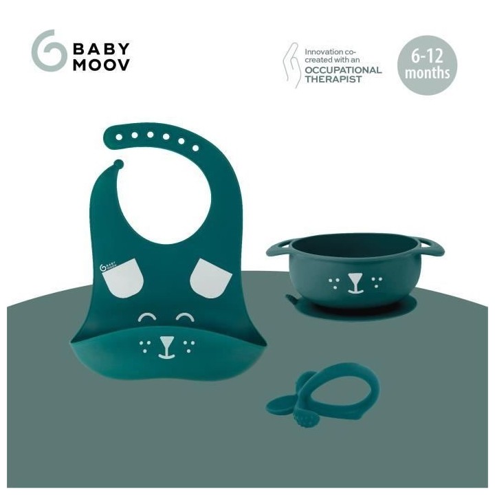 Babymoov Coffret repas 6-12 mois 3 pieces, FIRST'ISY Chien Bleu