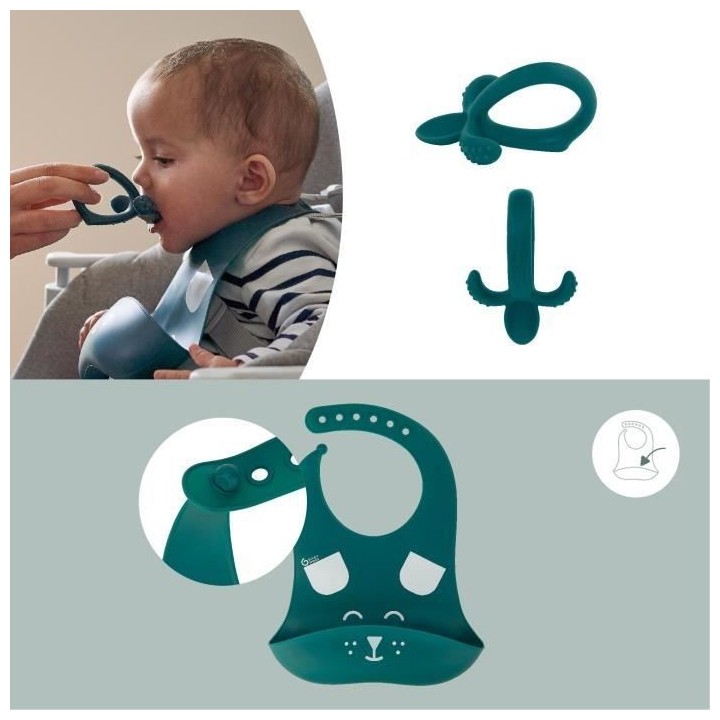 Babymoov Coffret repas 6-12 mois 3 pieces, FIRST'ISY Chien Bleu