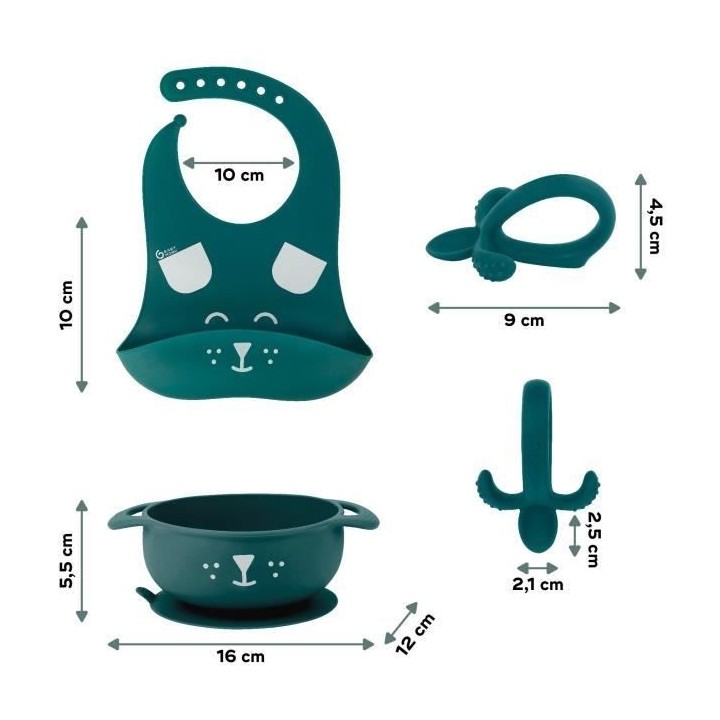 Babymoov Coffret repas 6-12 mois 3 pieces, FIRST'ISY Chien Bleu