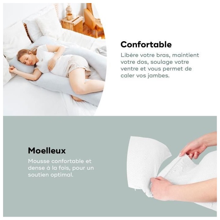 Coussin de grossesse et d'allaitement BABYMOOV en Coton Bio B.LOVE XXL