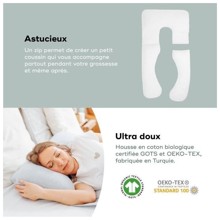 Coussin de grossesse et d'allaitement BABYMOOV en Coton Bio B.LOVE XXL