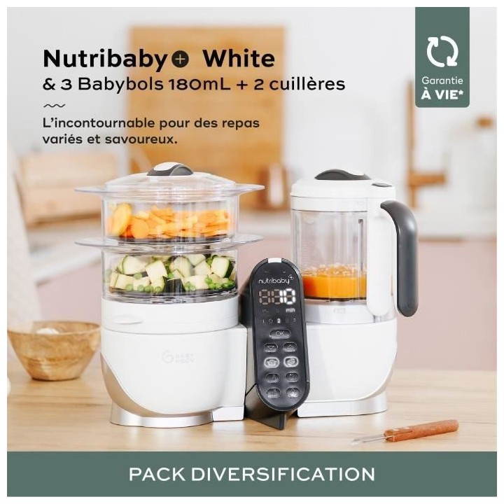Babymoov Pack Nutribaby(+) Blanc & 3 Babybols 180mL + 2 cuilleres - Id