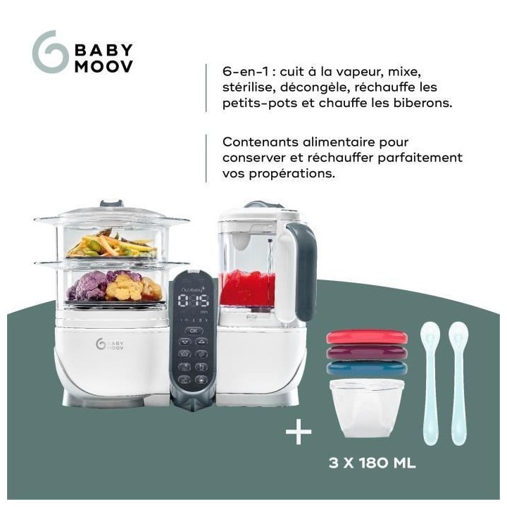 Babymoov Pack Nutribaby(+) Blanc & 3 Babybols 180mL + 2 cuilleres - Id