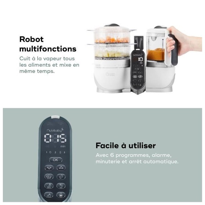 Babymoov Pack Nutribaby(+) Blanc & 3 Babybols 180mL + 2 cuilleres - Id