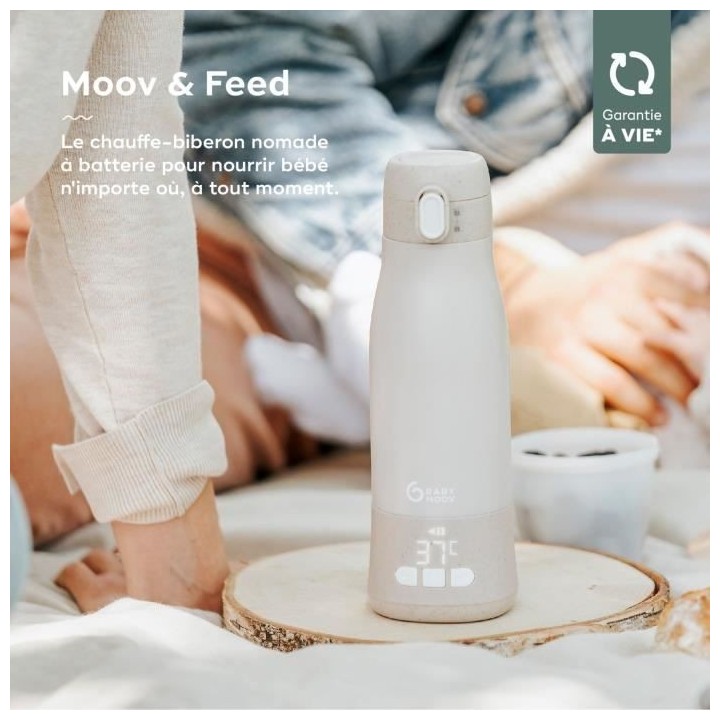 Chauffe-biberon nomade Moov & Feed - BABYMOOV - 340ml - minéral beige