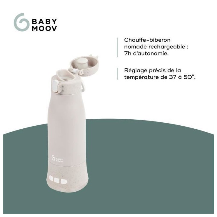 Chauffe-biberon nomade Moov & Feed - BABYMOOV - 340ml - minéral beige