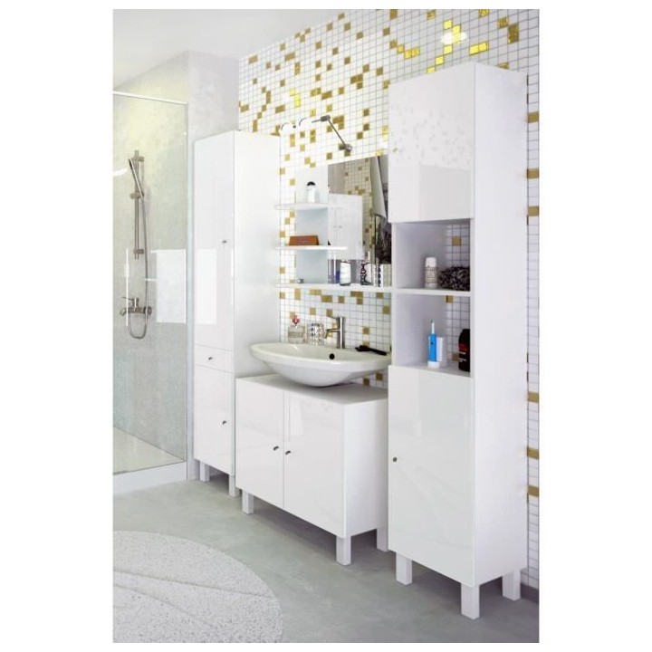 CORAIL Colonne de salle de bain L 30 cm - Blanc brillant