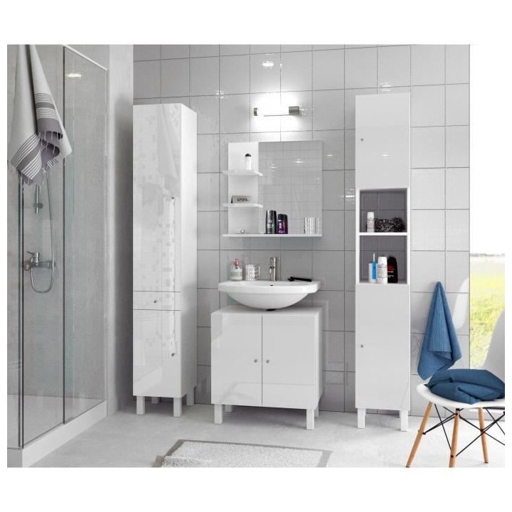 CORAIL Colonne de salle de bain L 30 cm - Blanc brillant