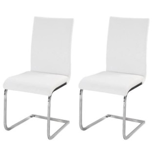 LEA Lot de 2 chaises de salle a manger - Simili blanc - Style contempo