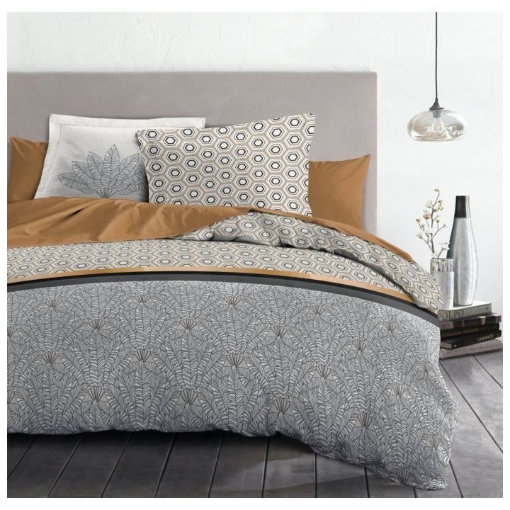 LE LOUXOR Parure de couette 100% coton - Jaune - 220x240 cm