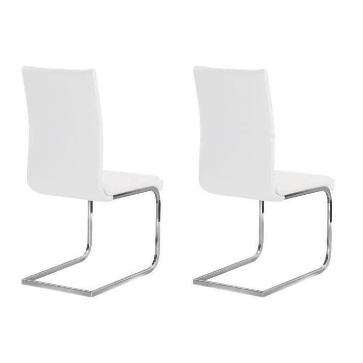 LEA Lot de 2 chaises de salle a manger - Simili blanc - Style contempo