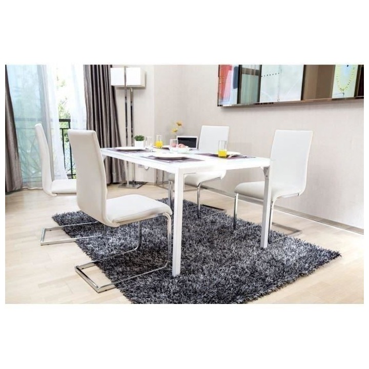 LEA Lot de 2 chaises de salle a manger - Simili blanc - Style contempo