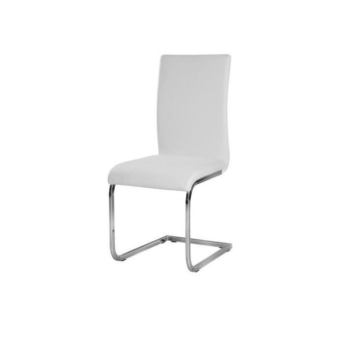 LEA Lot de 2 chaises de salle a manger - Simili blanc - Style contempo