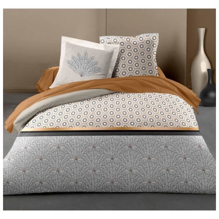 LE LOUXOR Parure de couette 100% coton - Jaune - 220x240 cm