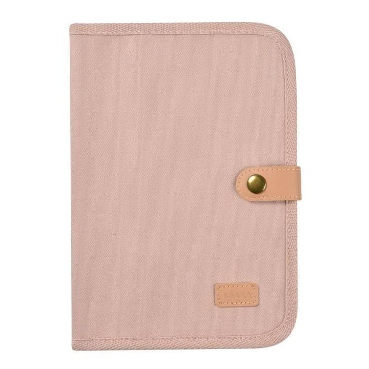 BEABA, Protege carnet de santé canvas rose poudré