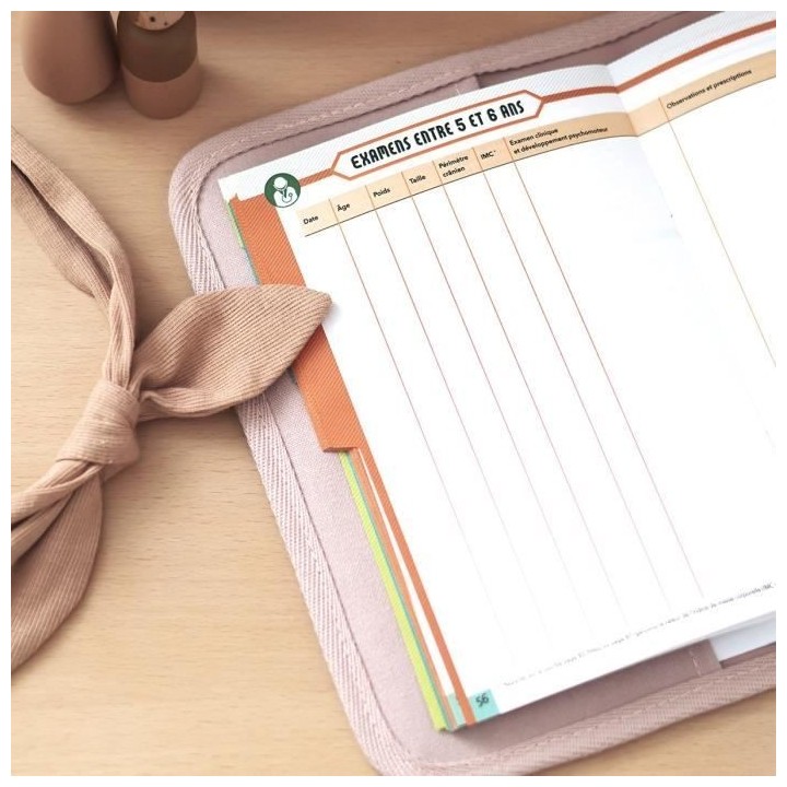 BEABA, Protege carnet de santé canvas rose poudré