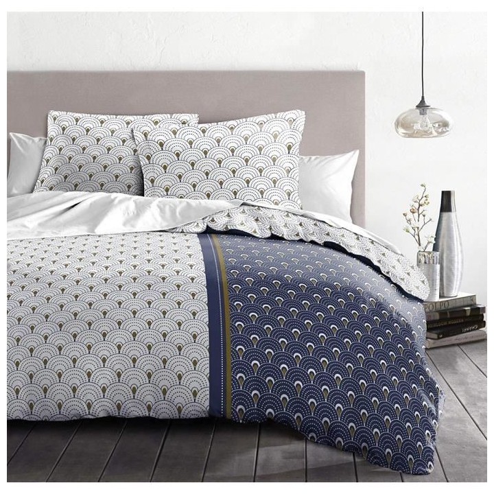 LE RAINBOW Parure de couette 100% coton - Bleu - 240x260 cm