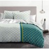 HOME LINGE PASSION Parure de couette Rainbow - 1 housse de couette 220 x 240 cm + 2 taies 65 x 65 cm - Bleu-vert , curry et blan