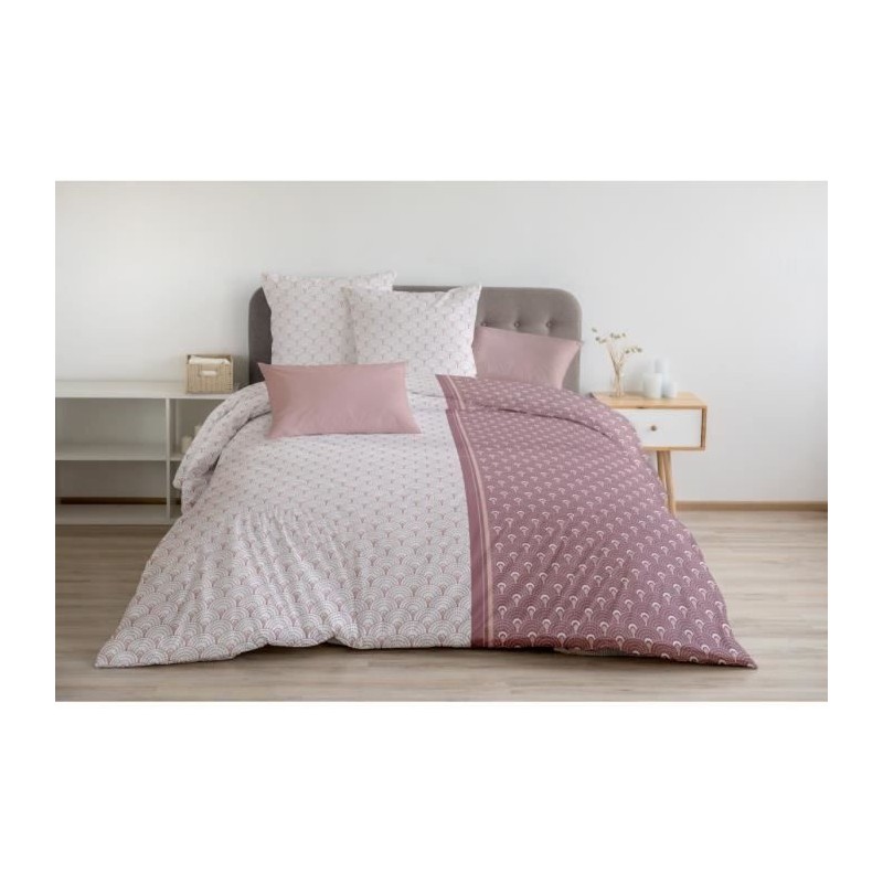 LE RAINBOW Parure de couette 100% coton - Rose - 240x260 cm