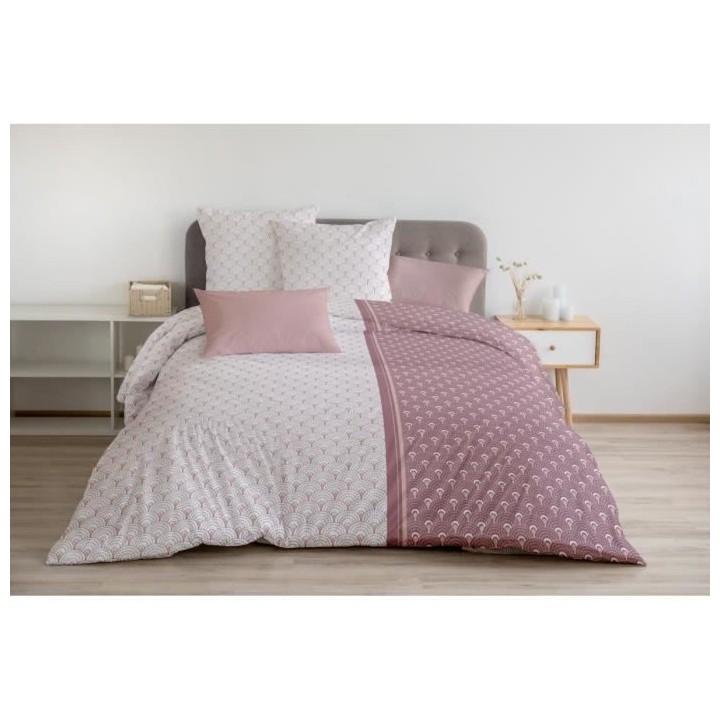 LE RAINBOW Parure de couette 100% coton - Rose - 240x260 cm