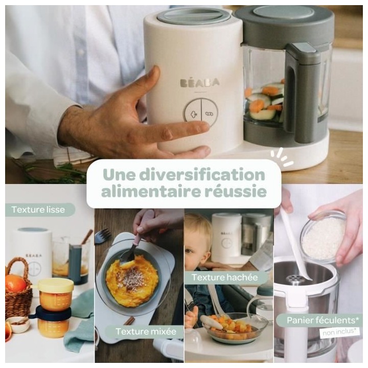 BEABA, Babycook Néo Robot Cuiseur Bébé 6 en 1, Made in France, Whit