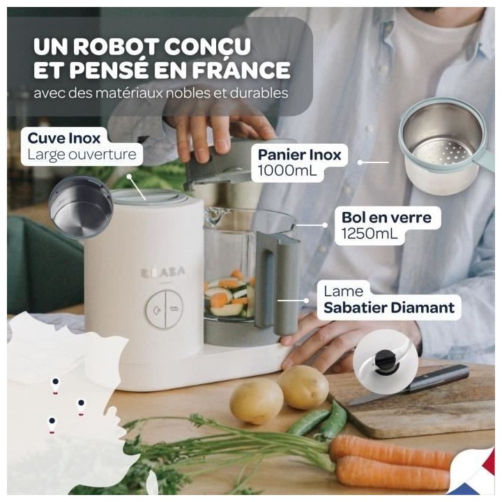 BEABA, Babycook Néo Robot Cuiseur Bébé 6 en 1, Made in France, Whit