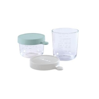 Béaba Portion Set 2 Pots de Conservation en Verre Airy Green 150ml +