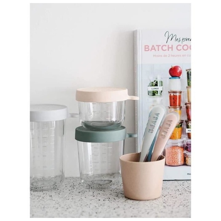 Béaba Portion Set 2 Pots de Conservation en Verre Airy Green 150ml +