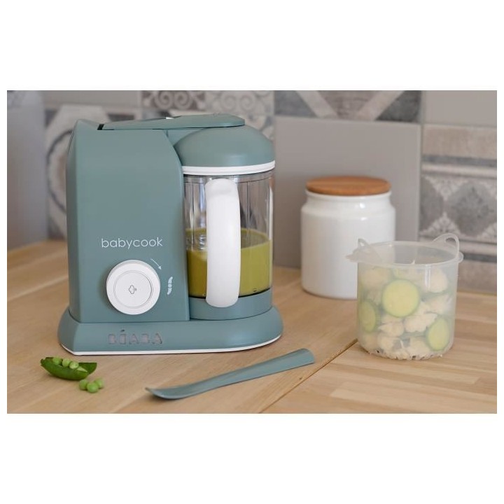 BEABA, Babycook Solo, Robot bébé 4 en 1, Cuiseur, Mixeur - Eucalyptu