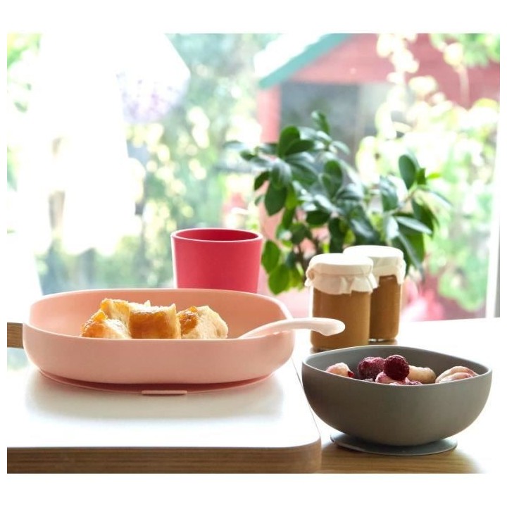 Coffret repas Silicone Bébé - BEABA - Avec Ventouse - Anti-dérapant