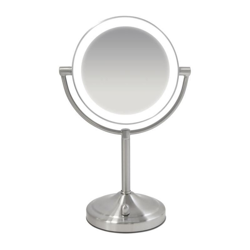 Miroir a double face HoMedics Beauty Spa avec DEL gradable - éclairage application maquillage + coiffage, grossissement normal