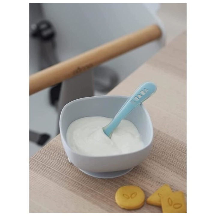 BEABA Lot de 2 cuilleres 1er âge silicone avec boite de transport win
