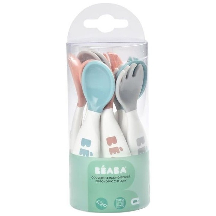 BEABA Set premiers couverts, ergonomiques, 6 cuilleres et 4 fourchette